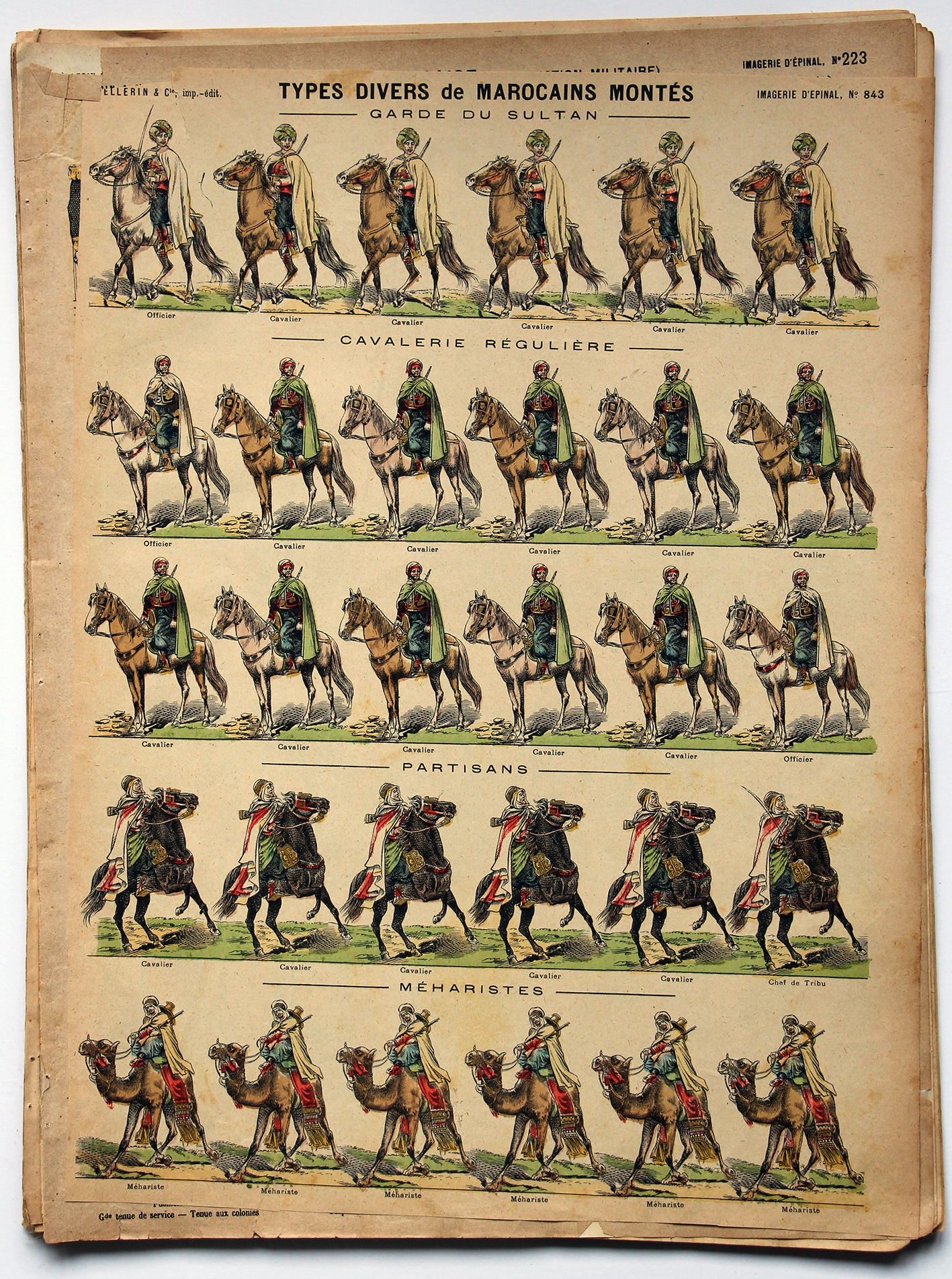 Planche imagerie Epinal - Pellerin Editeur - N°843 - Garde du Sultan - Troupe montée Maroc