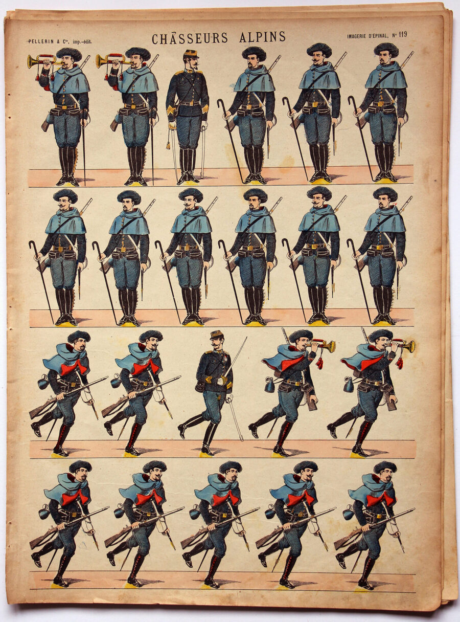 Planche imagerie Epinal - Pellerin Editeur - N°119 - Armée Française - Chasseurs Alpins