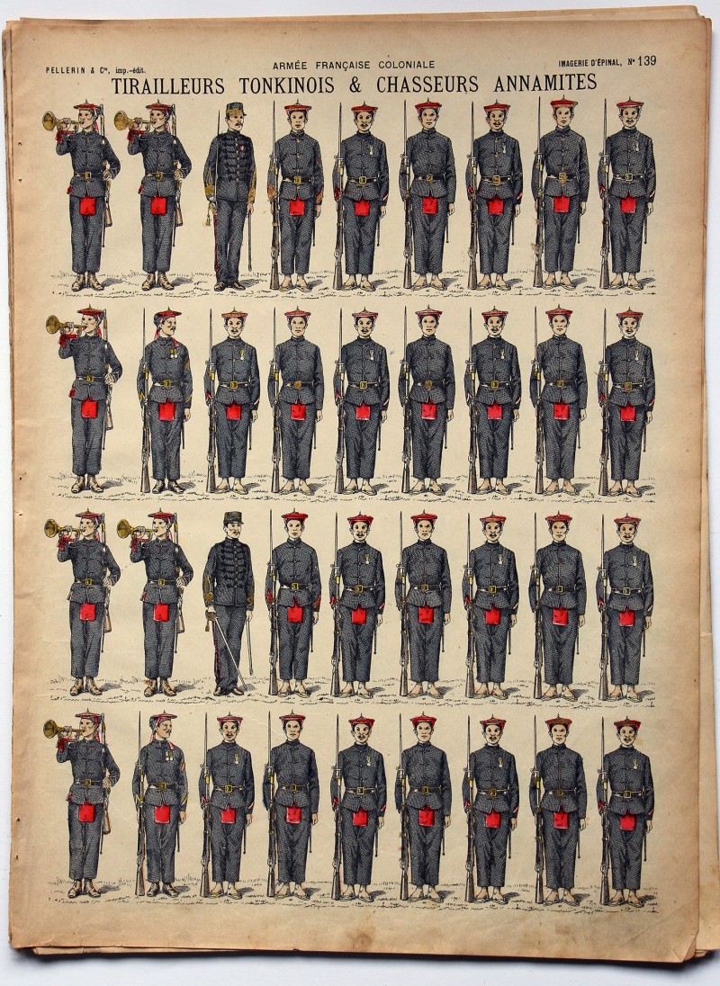 Planche imagerie Epinal - Pellerin Editeur - N°141 - Armée Française Coloniale - Tirailleurs Tonkinois - Annamites