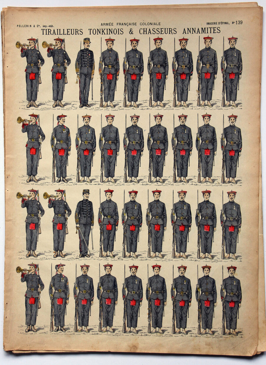 Planche imagerie Epinal - Pellerin Editeur - N°141 - Armée Française Coloniale - Tirailleurs Tonkinois - Annamites