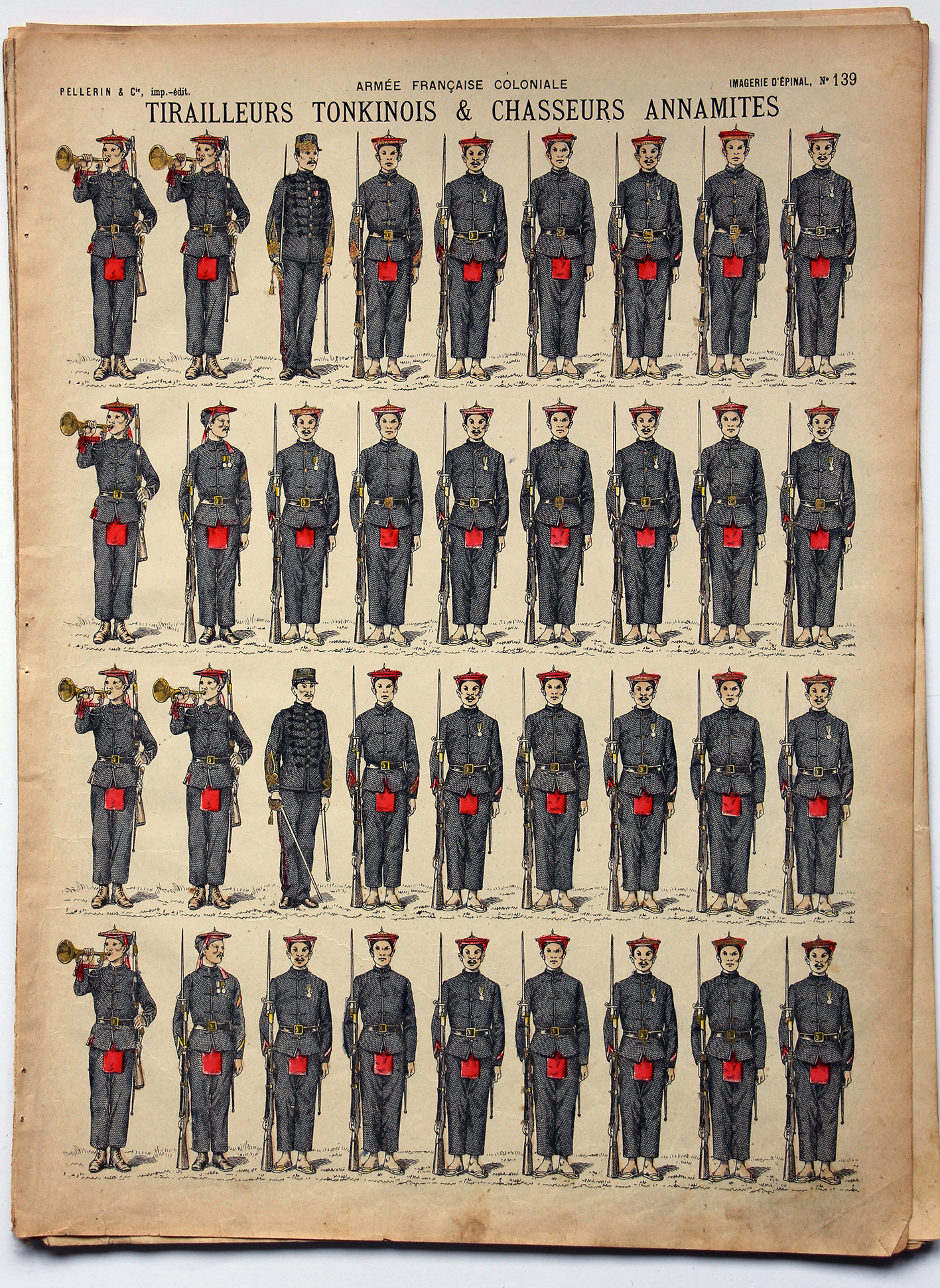 Planche imagerie Epinal - Pellerin Editeur - N°141 - Armée Française Coloniale - Tirailleurs Tonkinois - Annamites