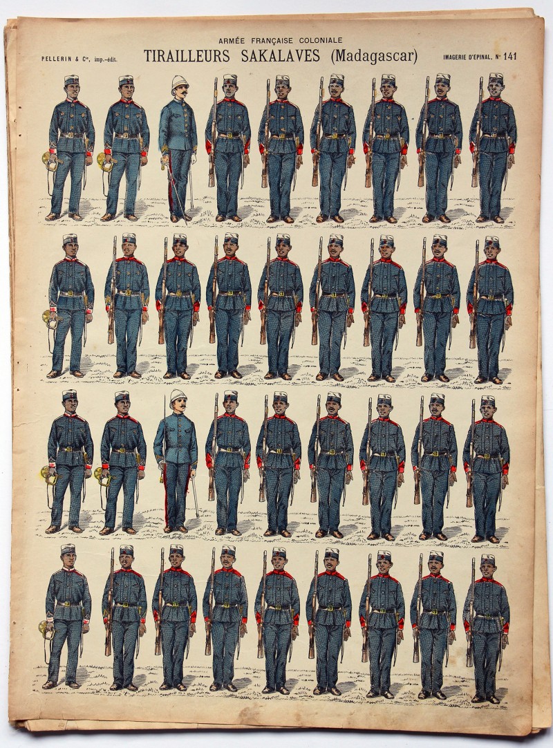 Planche imagerie Epinal - Pellerin Editeur - N°141 - Armée Française Coloniale - Tirailleurs Sakalaves