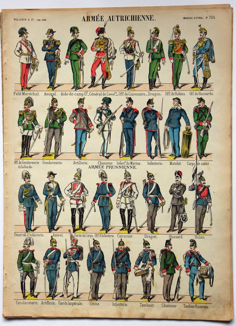 Planche imagerie Epinal - Pellerin Editeur - N°704 - Armée Autrichienne / Prussienne