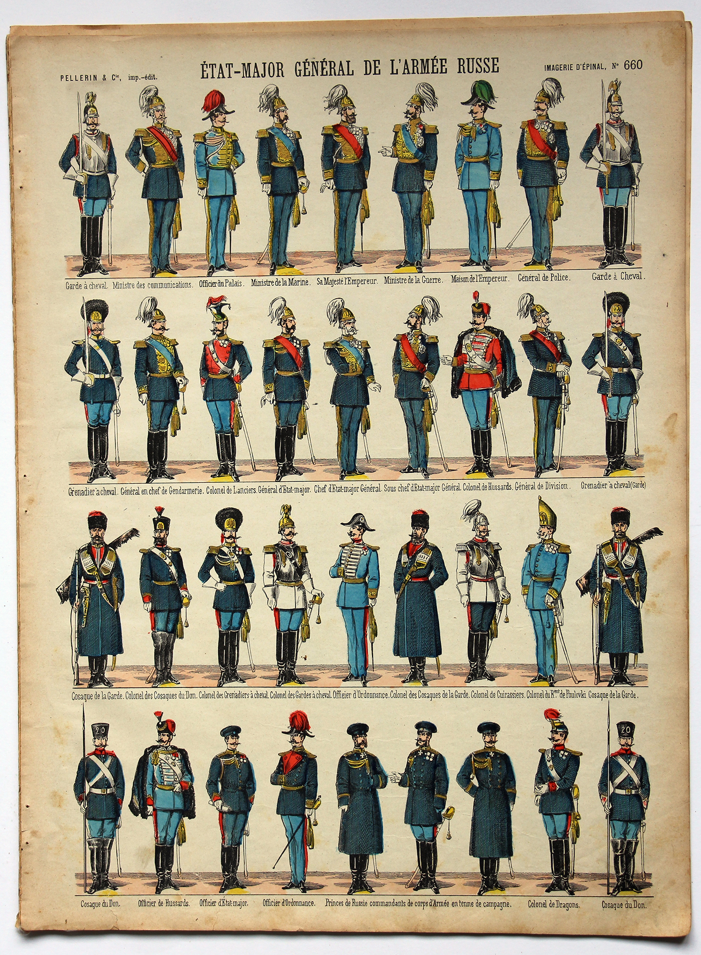 Planche imagerie Epinal - Pellerin Editeur - N°660 - Etat-Major Général de l'armée Russe