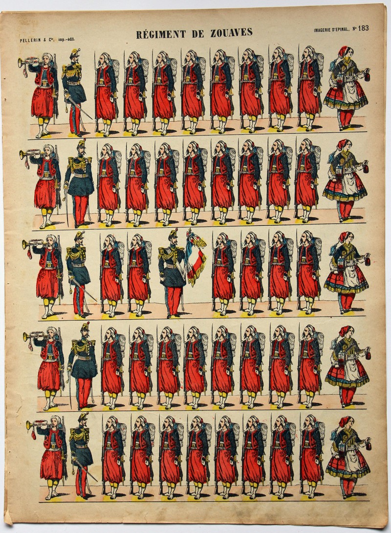 Planche imagerie Epinal - Pellerin Editeur - N°183 - Zouaves 3e République