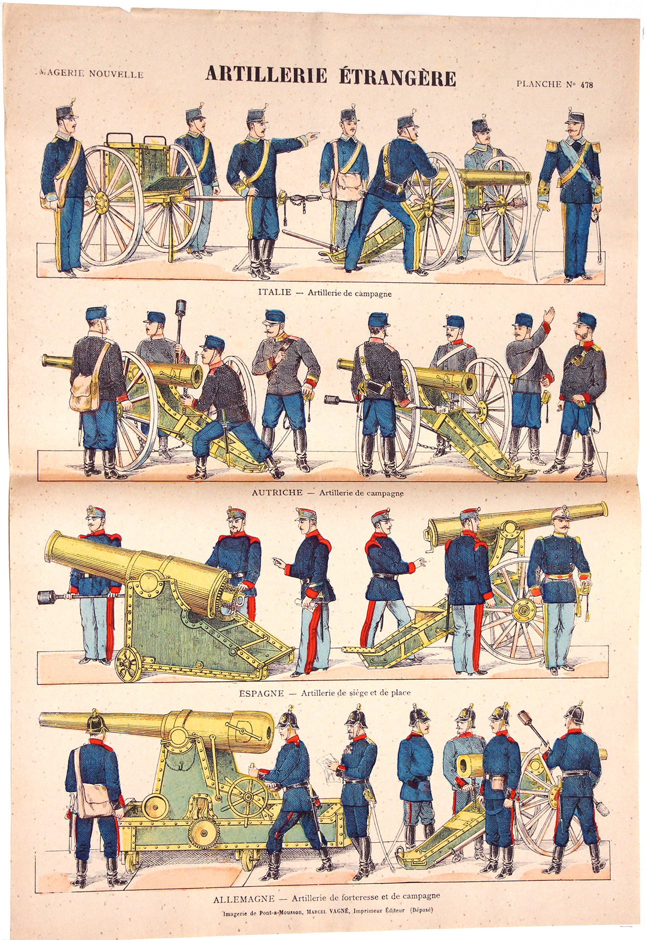 Planche Imagerie Vagné - Pont à Mousson - Artillerie Etrangère - N°478