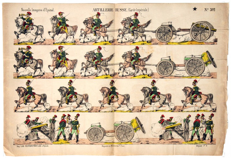 Planche Nouvelle Imagerie Epinal - Olivier Pinot - Armée Russe - Artillerie Garde Impériale - N°392