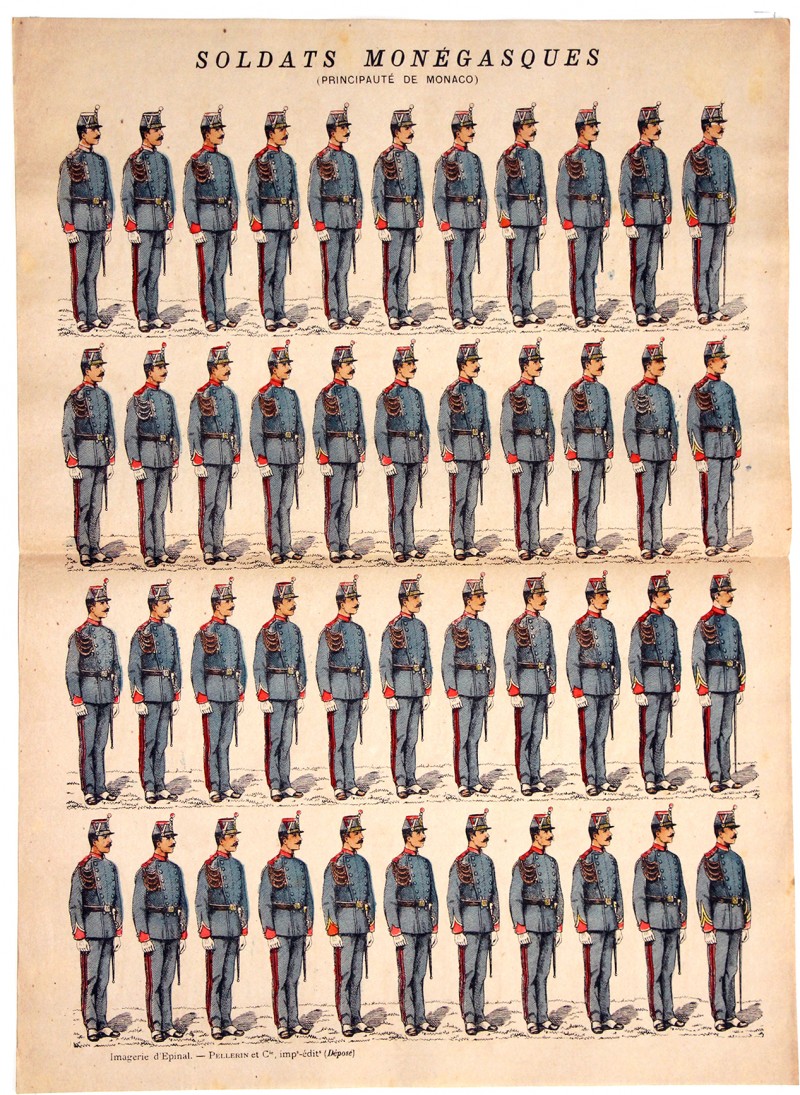 Planche Imagerie Epinal - Pellerin - Armée Principauté de Monaco - Infanterie