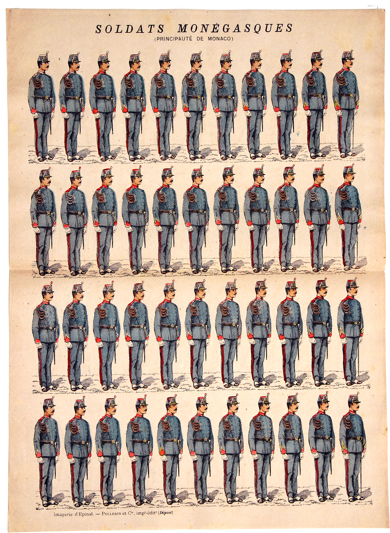 Planche Imagerie Epinal - Pellerin - Armée Principauté de Monaco - Infanterie