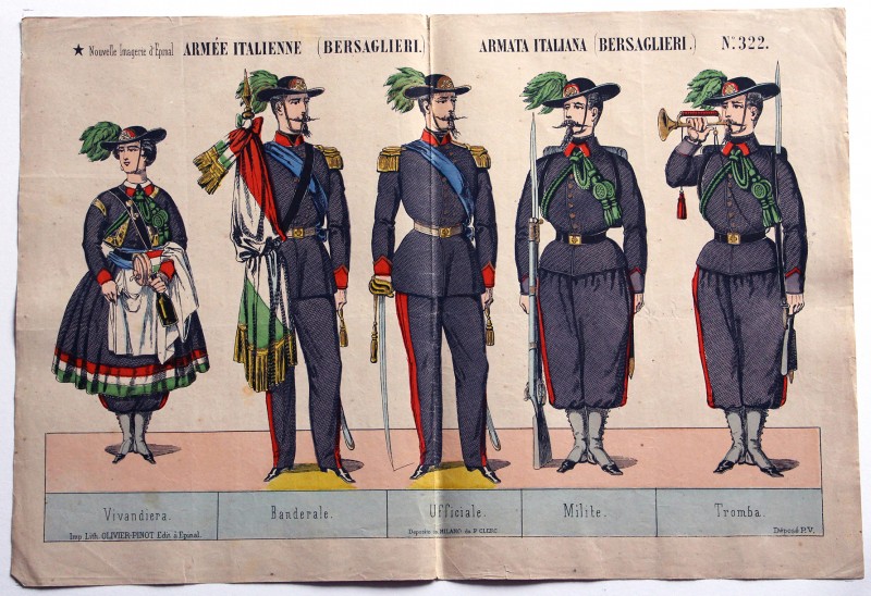 Planches Nouvelle Imagerie Epinal - Olivier Pinot Editeur - N°322 - Armée Italienne - Bersaglieri