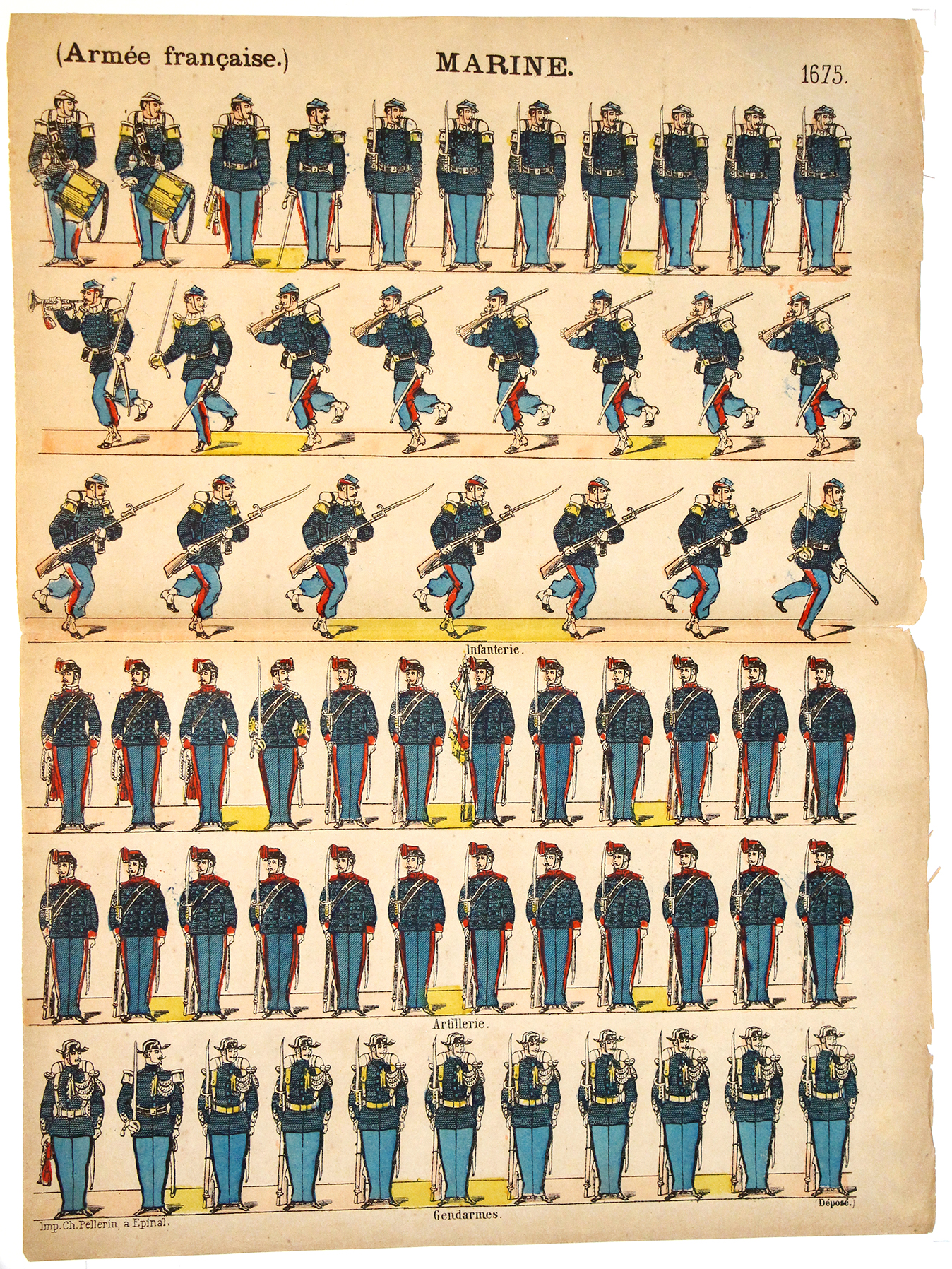 Planche Imagerie Epinal - Pellerin - N°1675 - Infanterie de Marine - Armée Française