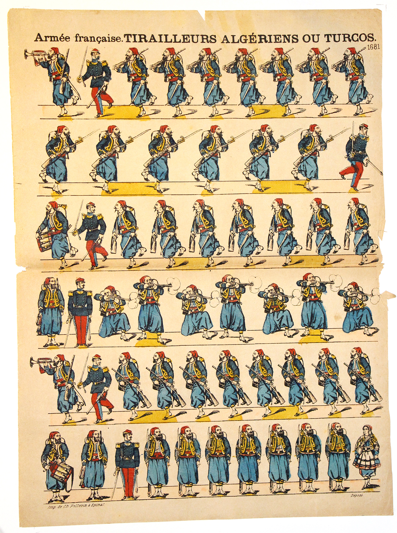 Planche imagerie Epinal - Pellerin Editeur - N°1681 - Turcos - Armée Française