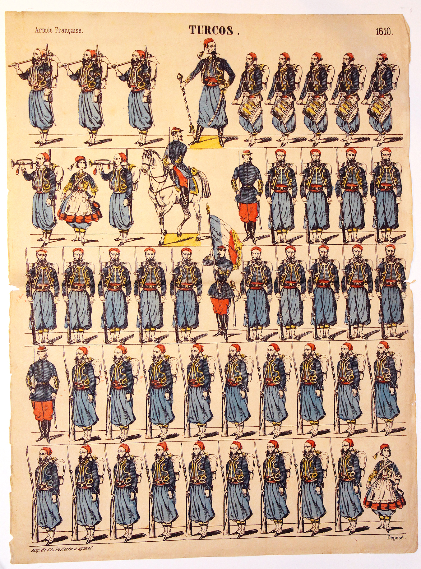 Planche imagerie Epinal - Pellerin Editeur - N°1610 - Turcos - Armée Française
