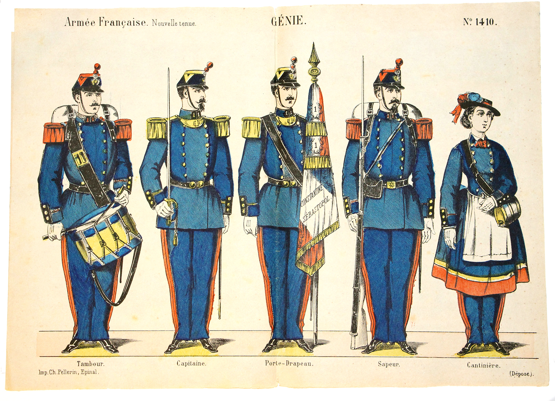 Planche imagerie Epinal - Pellerin Pinot Editeur - N°1410 - Génie - Armée Française