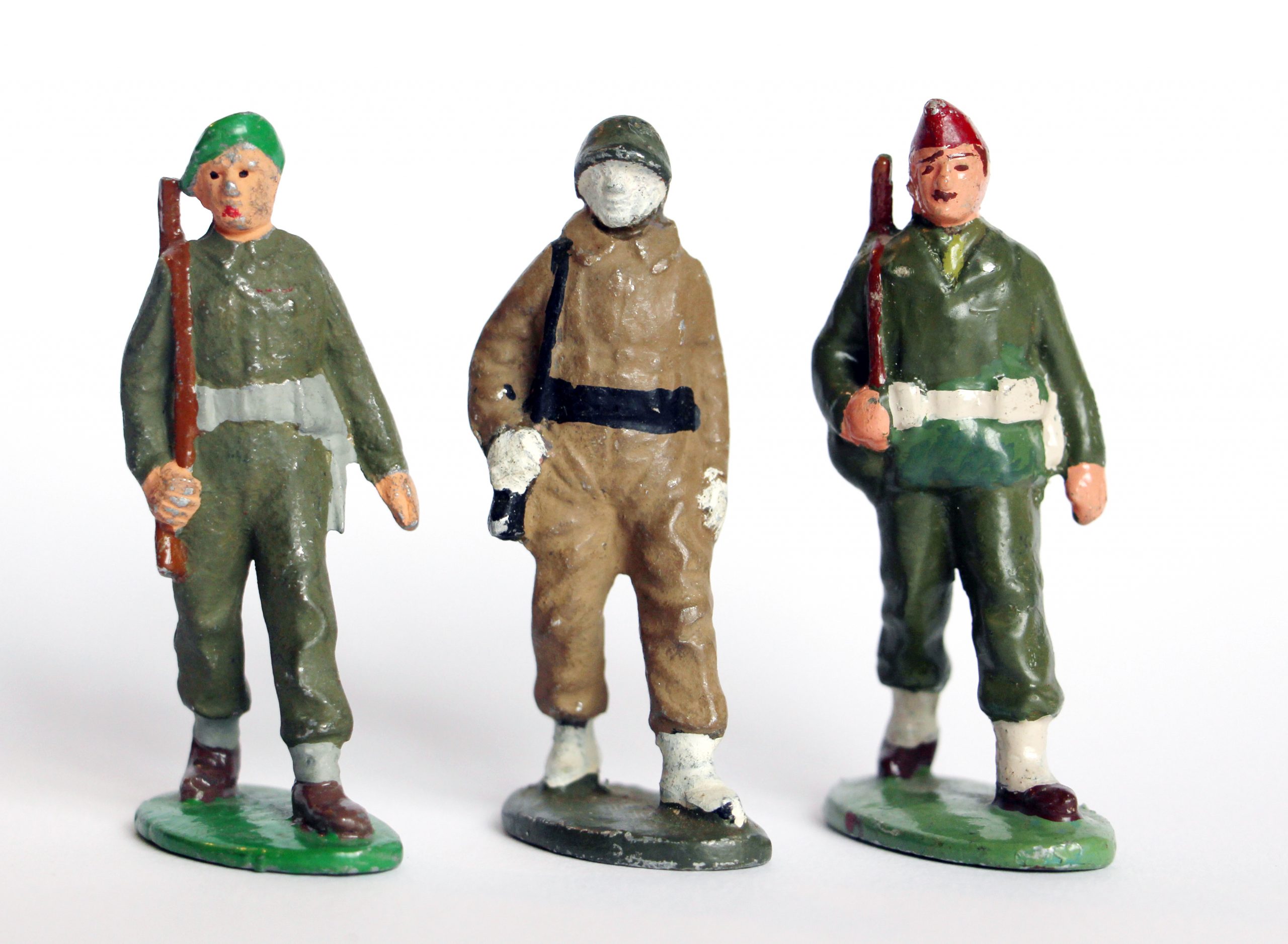 3 Figurines Quiralu Infanterie - 2nd Guerre Mondiale - Repeintes