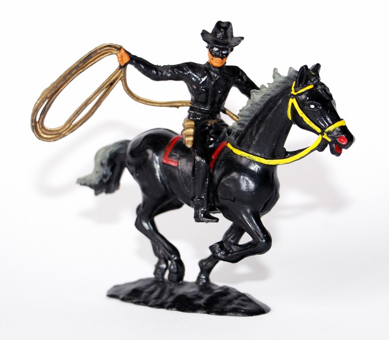 Ancienne Figurine Cofalu France - Zorro à cheval lasso - 1970