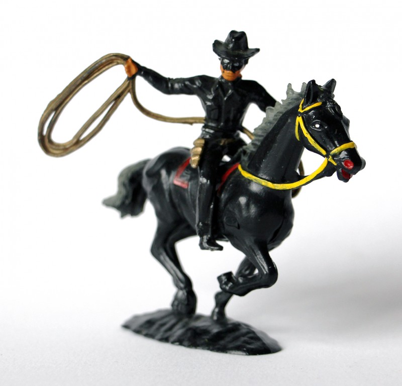 Ancienne Figurine Cofalu France - Zorro à cheval lasso - 1970