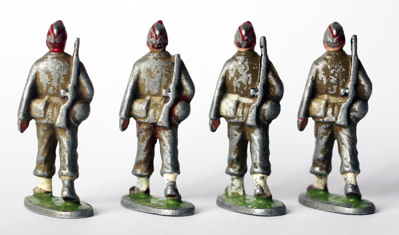 4 Figurines Quiralu ancienne Infanterie France 1950