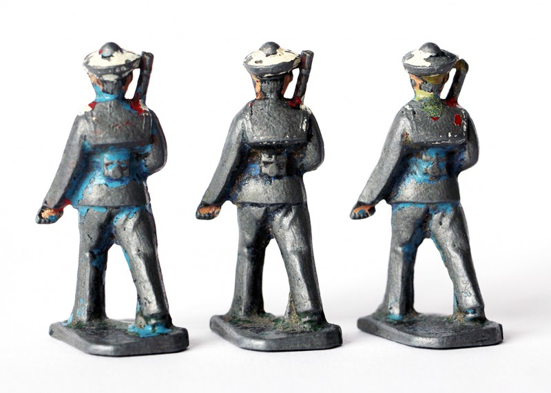 3 Figurines Plomb Ancienne Infanterie Marine