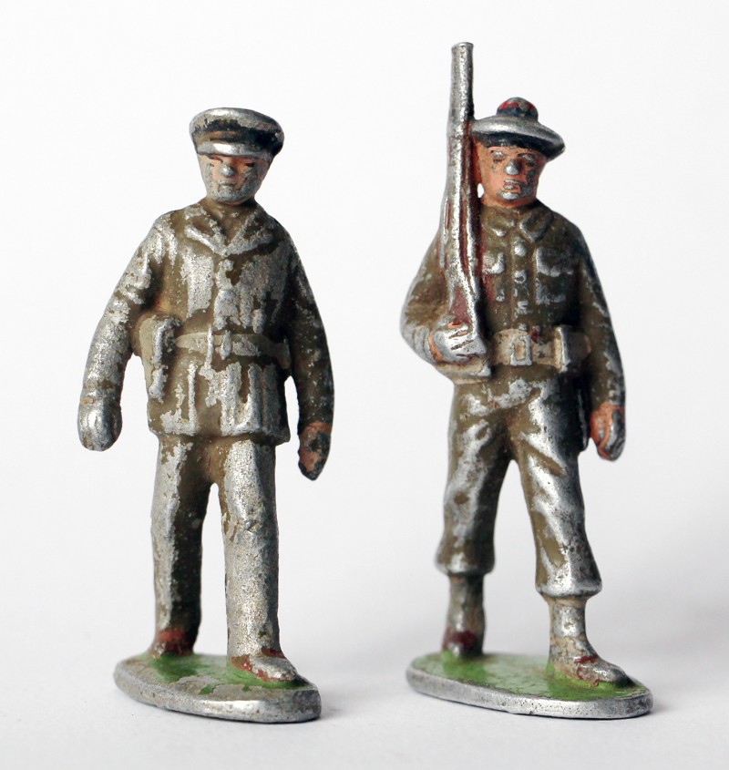 2 Figurines Quiralu anciennes Infanterie France 1950