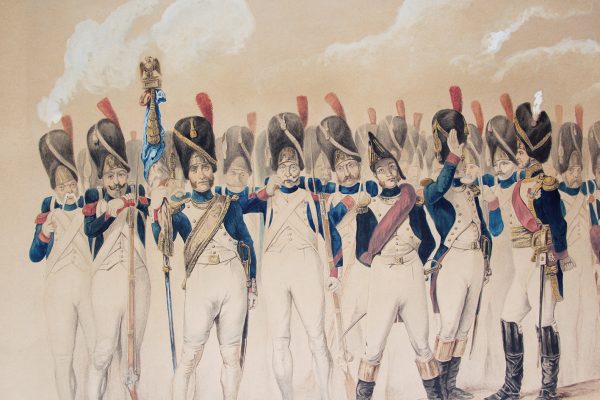 Grand Aquarelle/Dessin originale rehaussé main - Grenadiers de la Garde Impériale 1er Empire -