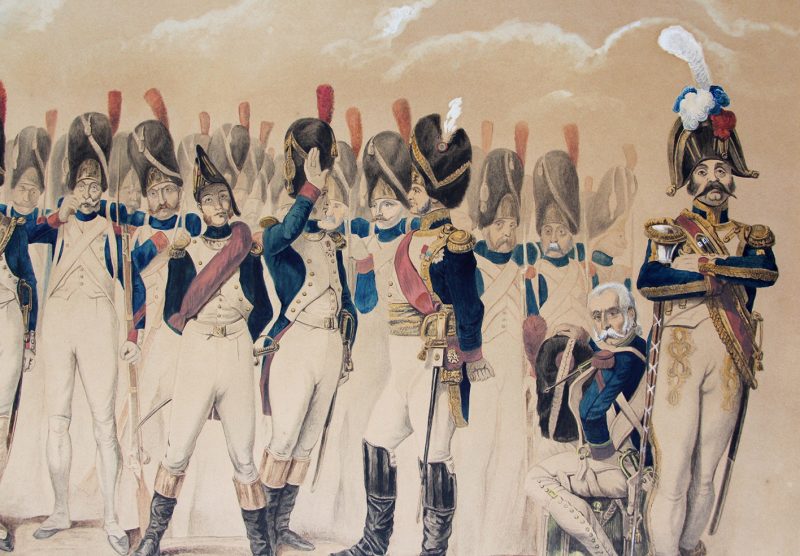 Grand Aquarelle/Dessin originale rehaussé main - Grenadiers de la Garde Impériale 1er Empire -