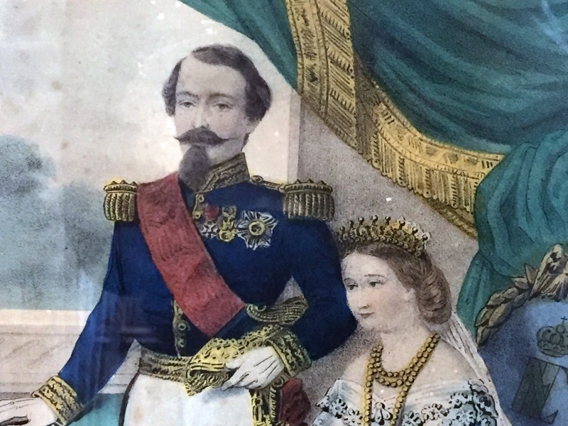 Gravure XIX - Imagerie Populaire - 2nd Empire - Famille Impériale - Napoléon III et Eugénie