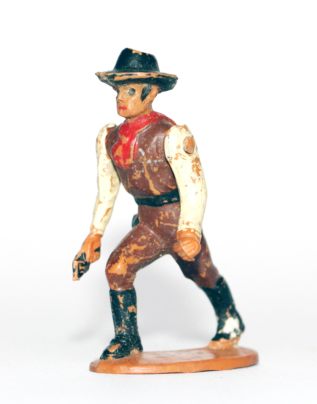Figurine Ancienne Plastique - Année 50/60 - Cowboy duel - Bras articulé