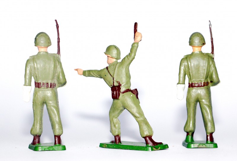 3 Figurines Starlux - Infanterie - Défilé - Musique - France