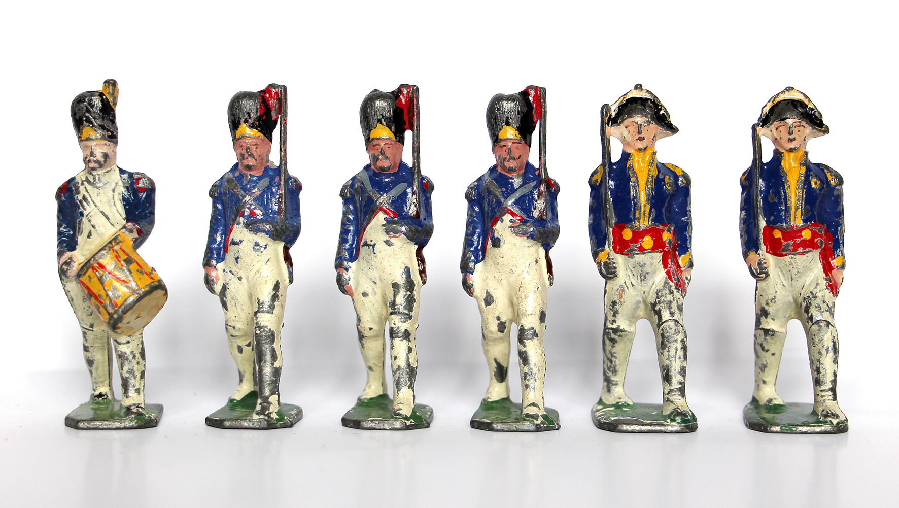 6 Anciennes Figurines Plomb Creux année 50/60 - Garde Impériale 1er Empire - Défilé