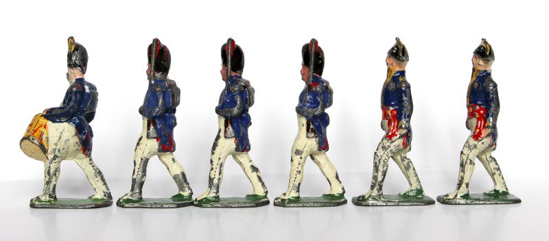 6 Anciennes Figurines Plomb Creux année 50/60 - Garde Impériale 1er Empire - Défilé