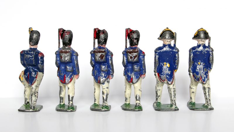 6 Anciennes Figurines Plomb Creux année 50/60 - Garde Impériale 1er Empire - Défilé