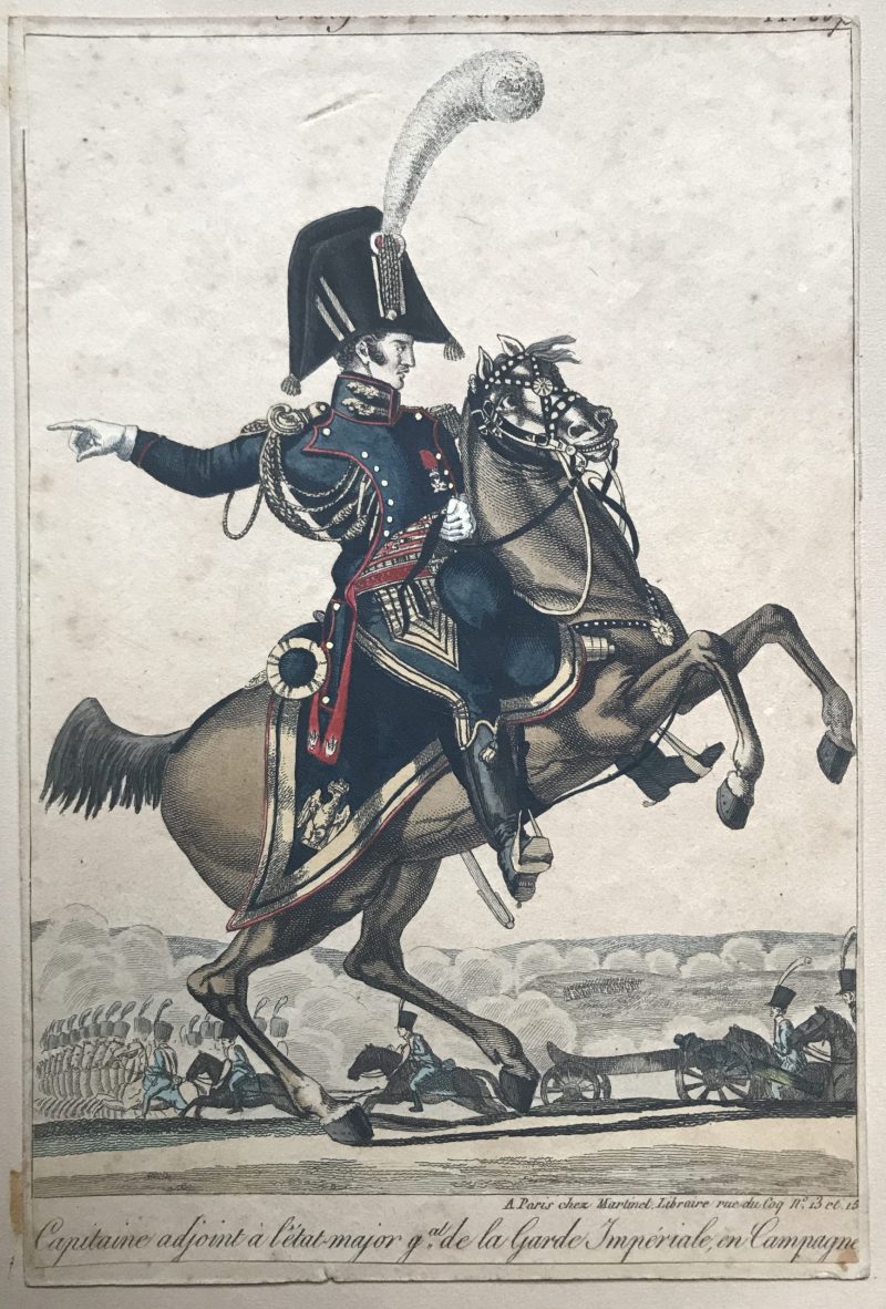 Gravure XIX - Martinet - Troupes française - Capitaine Adjoint Etat Major de la Garde Impériale