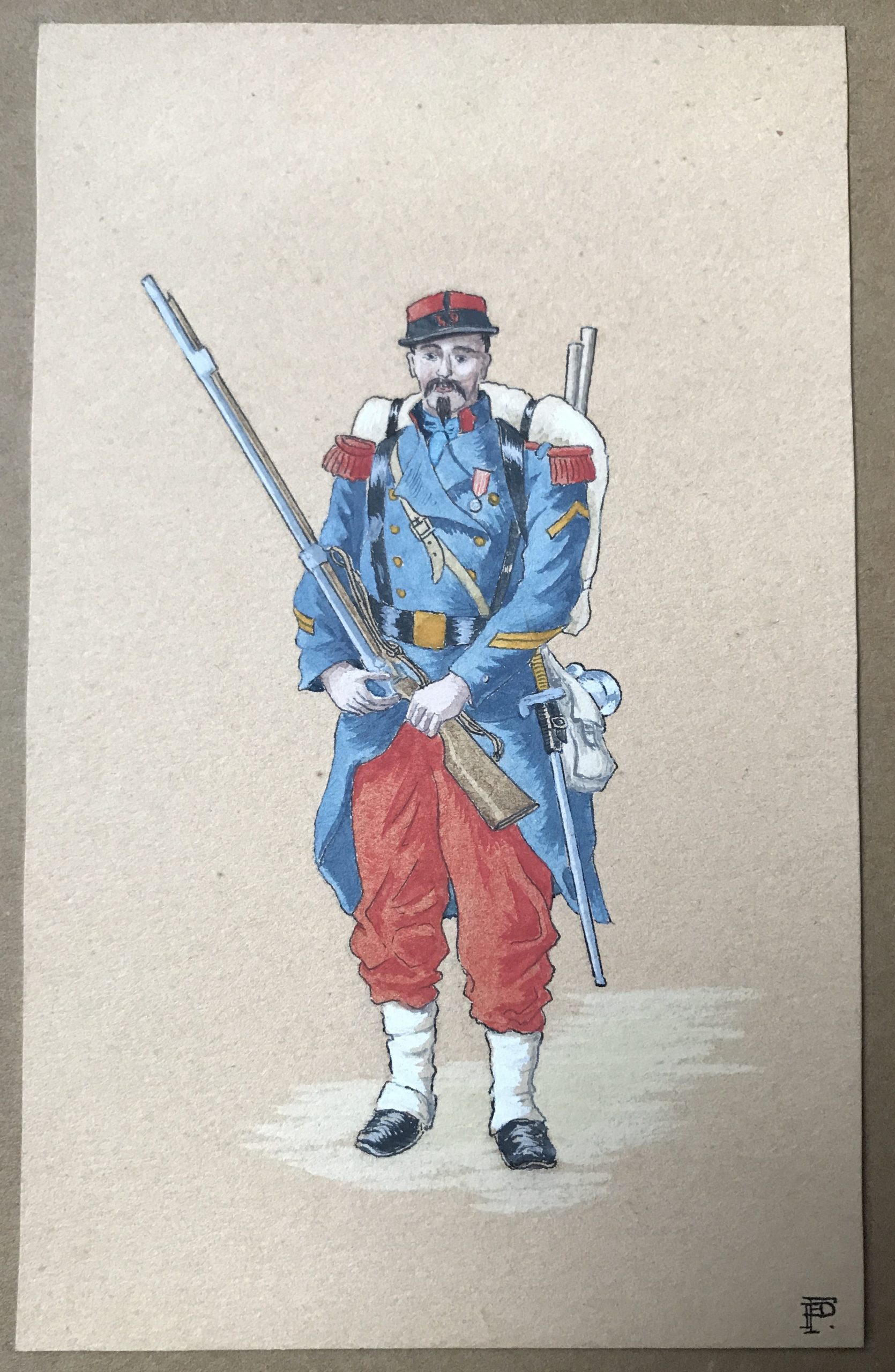 Infanterie Second Empire Dessin Original Peinture