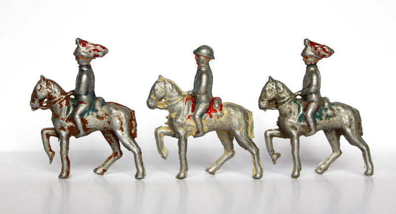 3 Anciennes Figurines Plomb XXeme - Cavalier - 1er Guerre Mondiale
