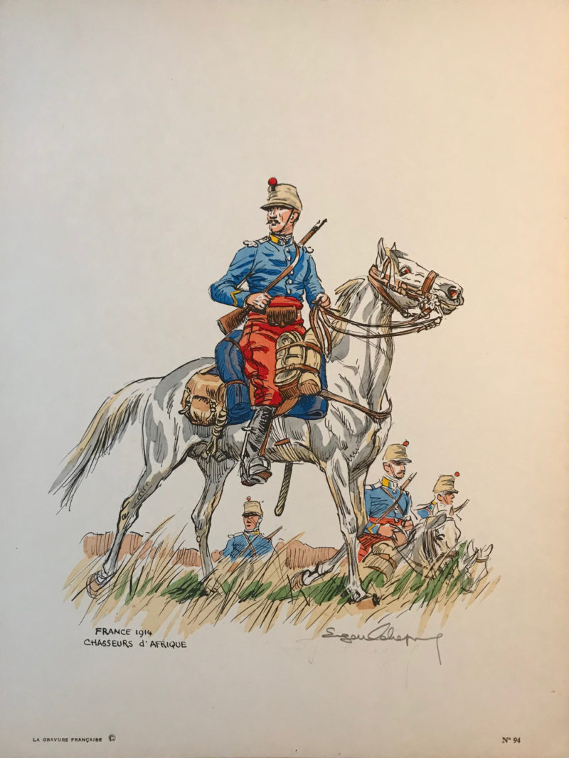 Eugène Leliepvre - France 1914 - Chasseurs d'Afrique - La gravure Française