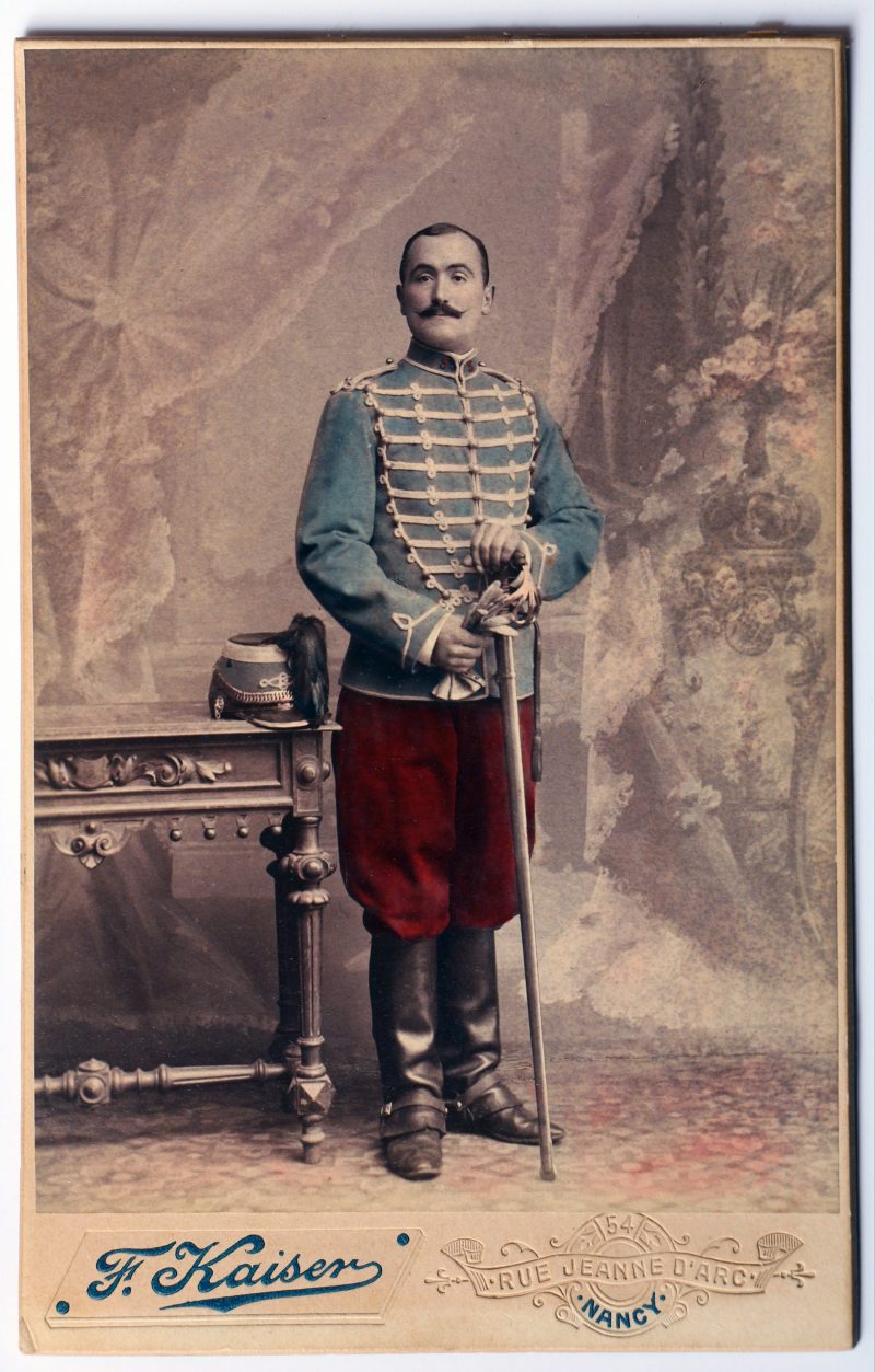 Grande Carte de Visite militaire - Militaire tenue - Uniforme Hussard 5 régiment fin XIX - Nancy