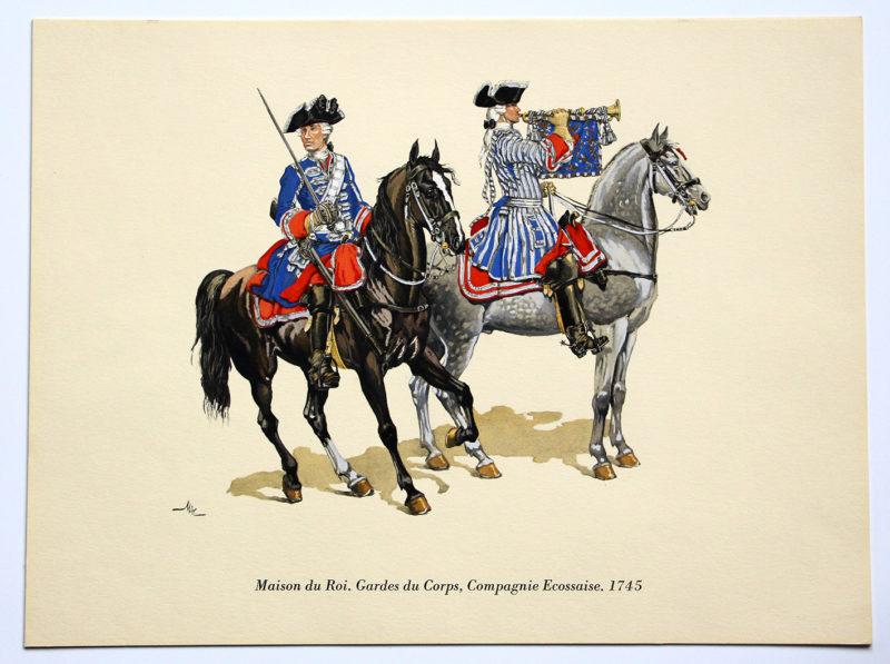 COLONEL DUGUÉ MAC Cathy - Planche Uniforme Maison du Roy - Gardes du Corps - Compagnie Ecossaise - 1745