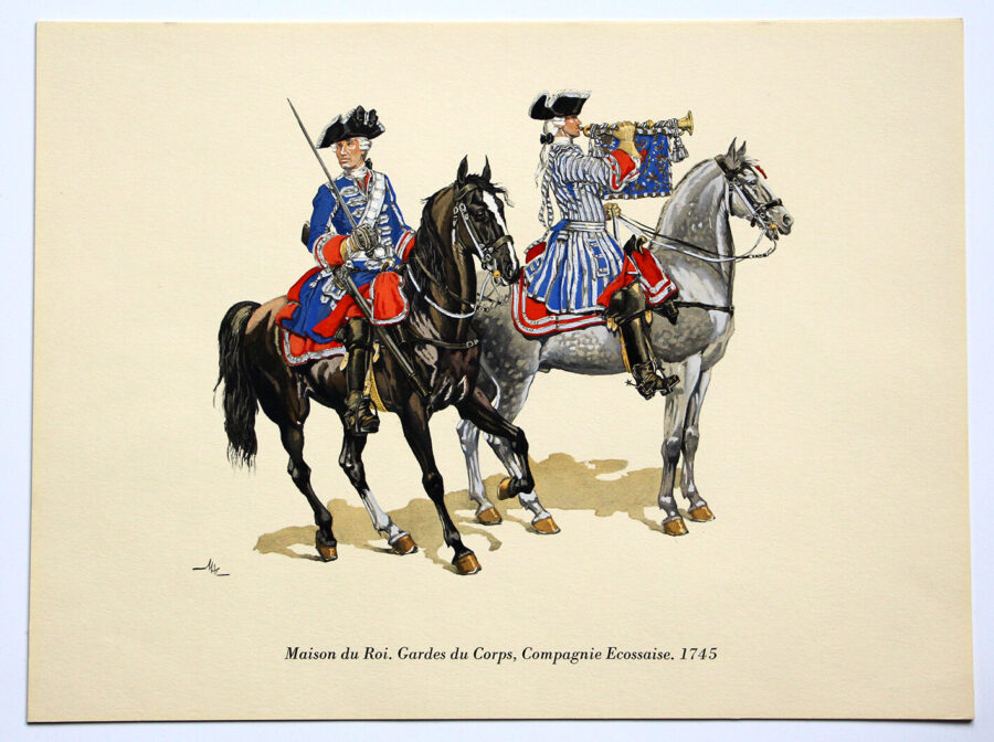 COLONEL DUGUÉ MAC Cathy - Planche Uniforme Maison du Roy - Gardes du Corps - Compagnie Ecossaise - 1745
