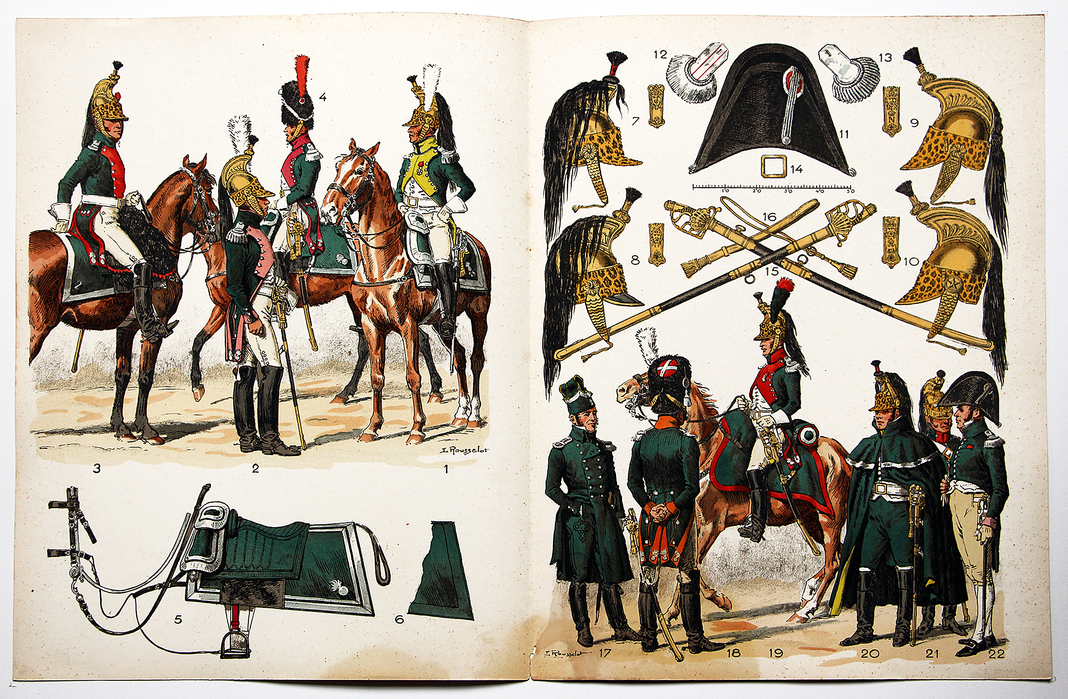 Planche sur l'armée Française N°25 - Dragons Officiers 1804-1815 - Lucien Rousselot