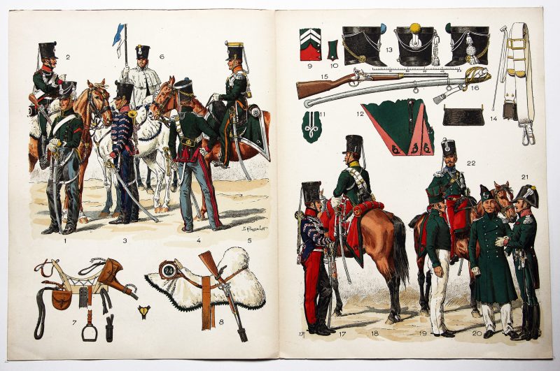 Planche sur l'armée Française N°26 - Chasseurs à Cheval 1815/1822 - Lucien Rousselot. 1949