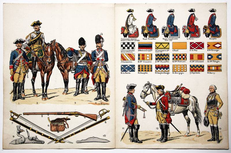 Planche sur l'armée Française N°27 - Cavalerie Ordonnance 1750 - Lucien Rousselot