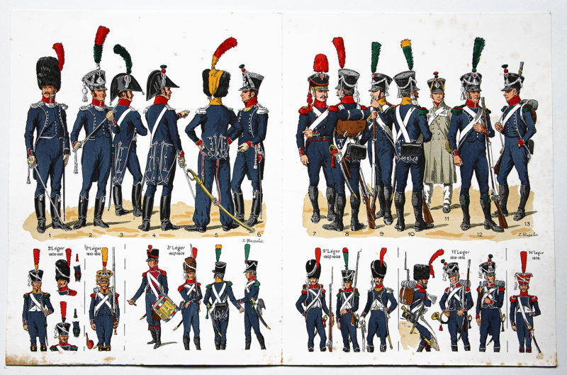 Planche sur l'armée Française N°33 - Infanterie Légère 1084-1813 - Lucien Rousselot