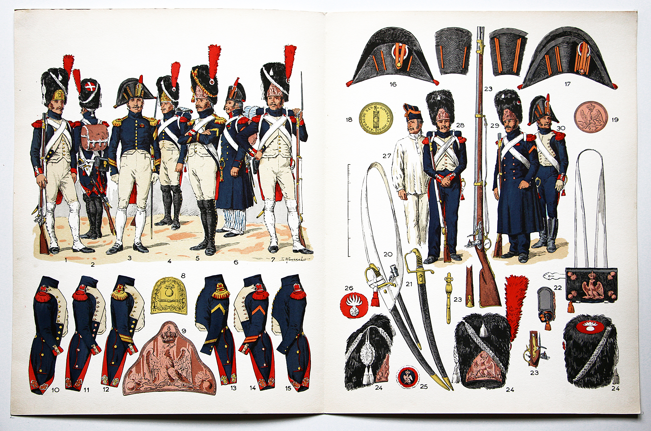Planche sur l'armée Française N°40 - Grenadiers a pied de la Garde 1800-1815 - Lucien Rousselot
