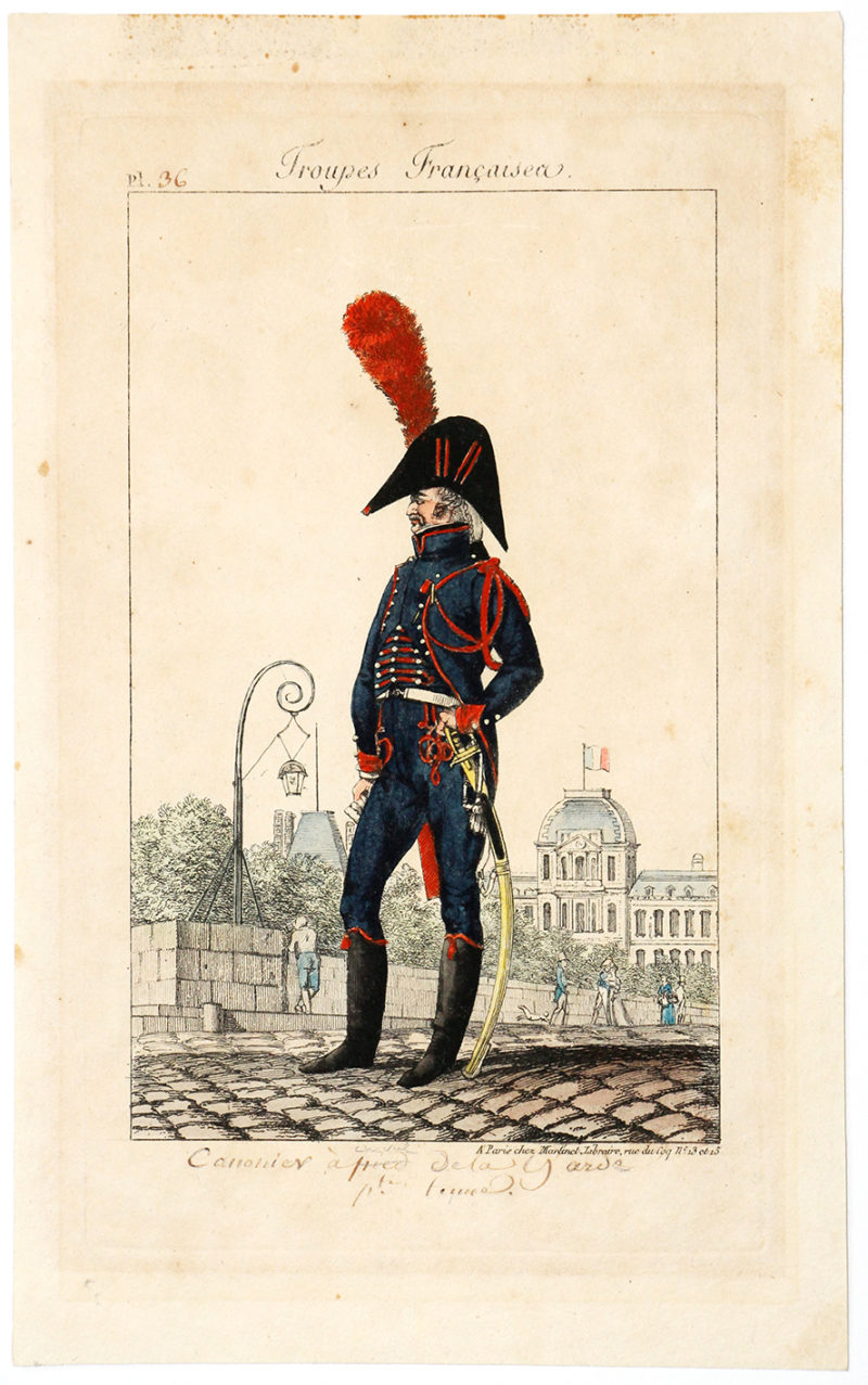 Gravure XIX - Martinet - Troupes françaises - Tenue Canonnier de la Garde - N°36