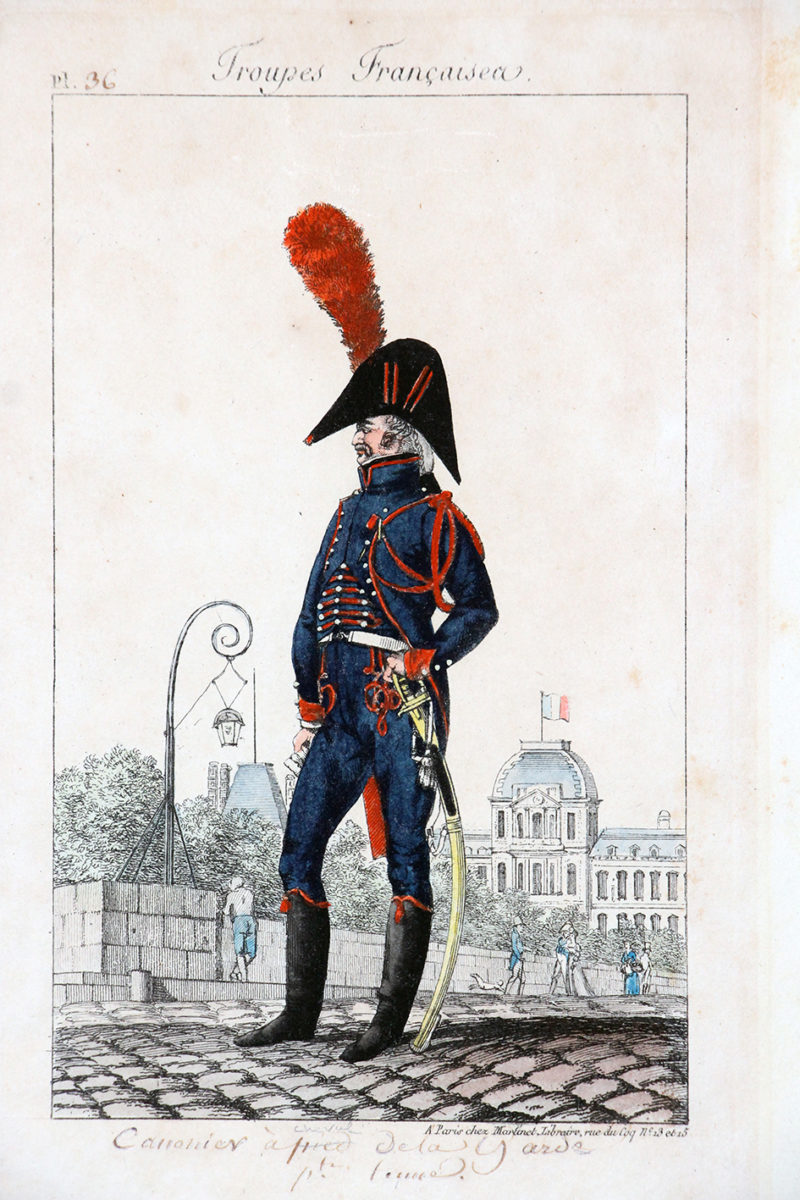 Gravure XIX - Martinet - Troupes françaises - Tenue Canonnier de la Garde - N°36