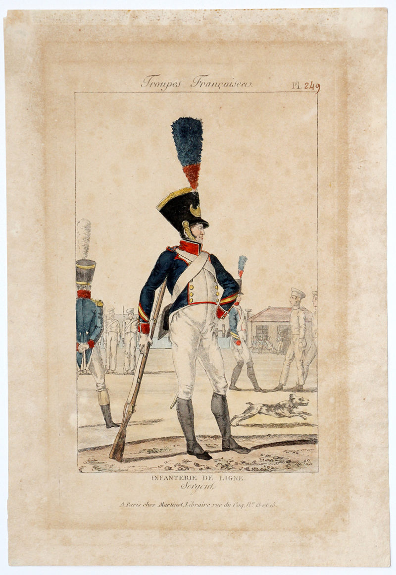 Gravure XIX - Martinet - Troupes françaises - Infanterie de ligne Sergent - N°249