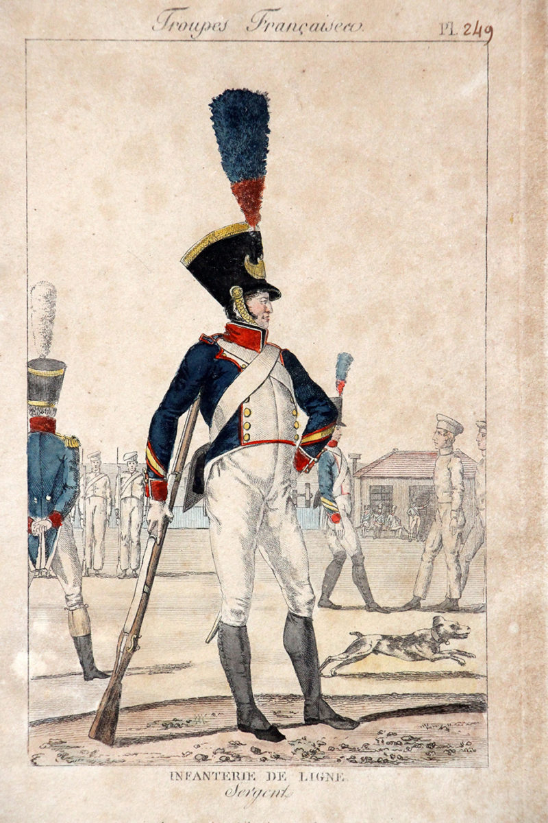 Gravure XIX - Martinet - Troupes françaises - Infanterie de ligne Sergent - N°249