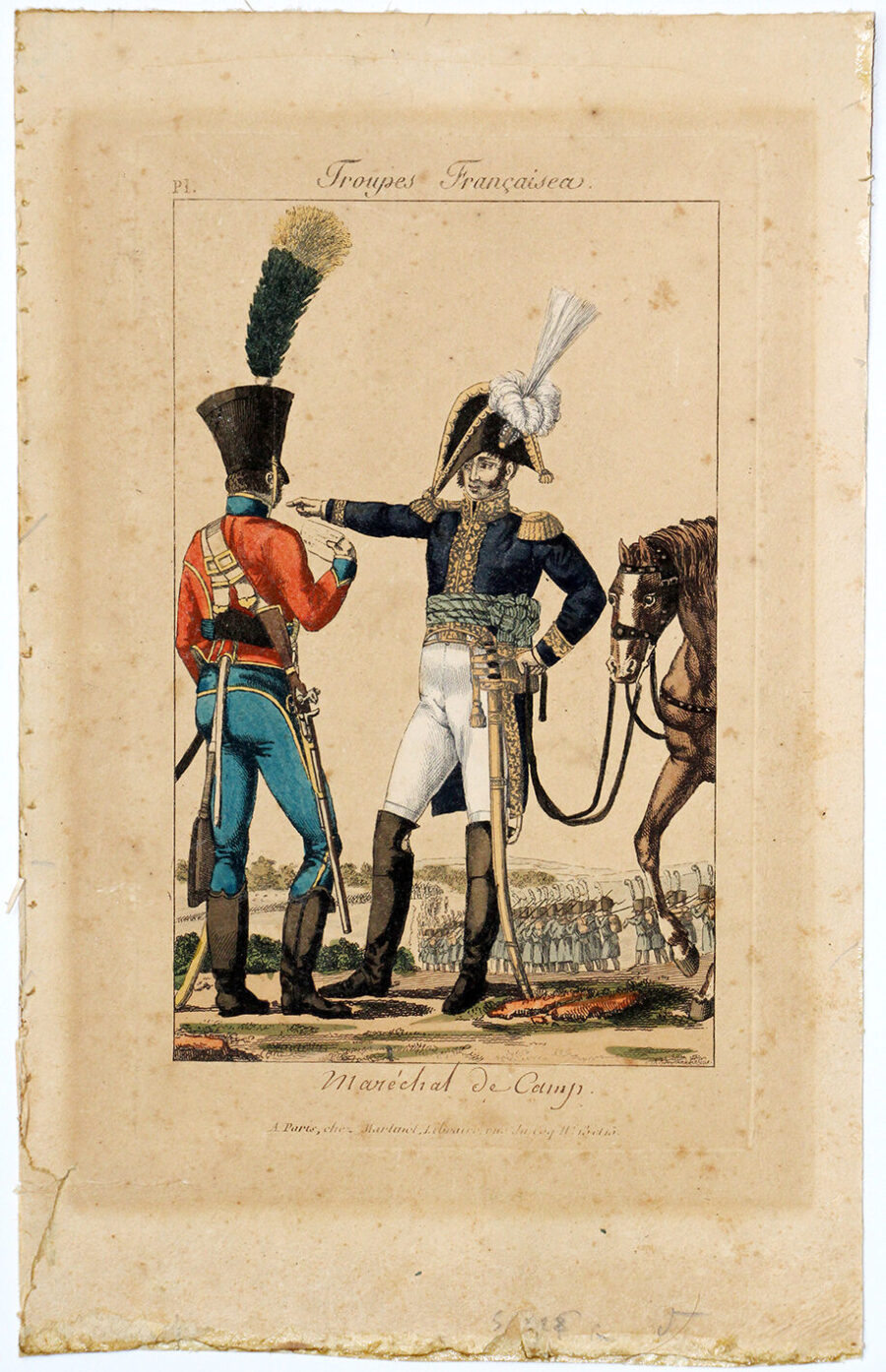 Gravure XIX - Martinet - Troupes françaises - Maréchal de Camp