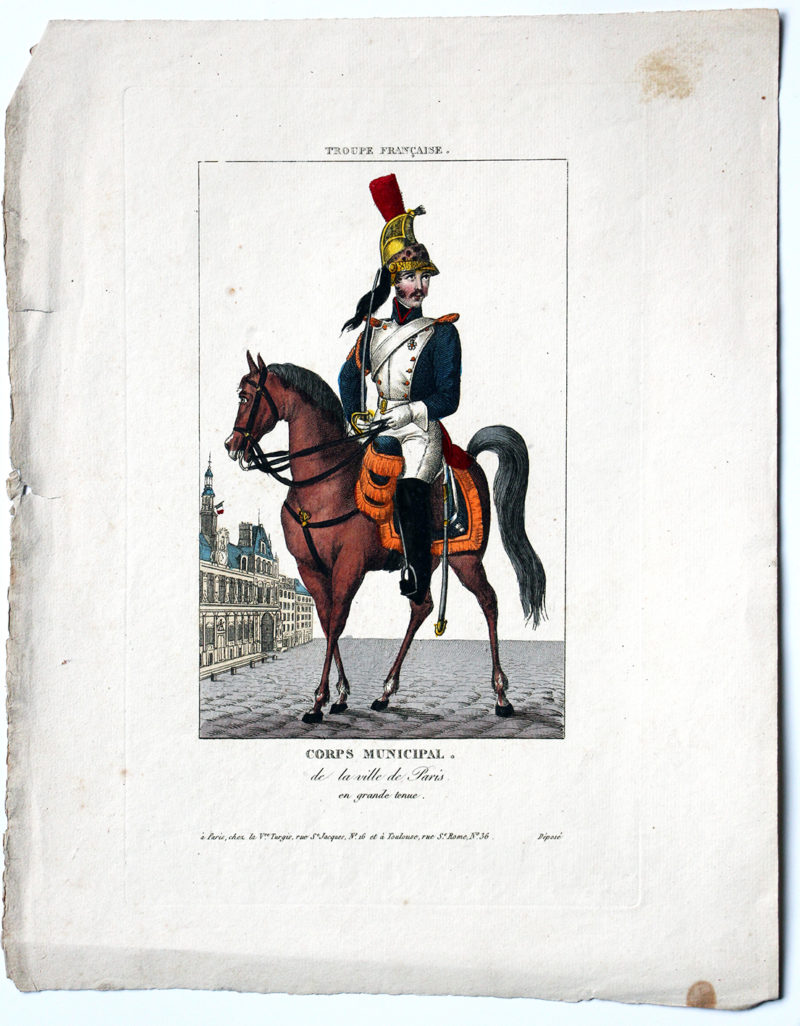 Gravure XIX - Turgis - Troupes françaises - Corps Municipal de la Ville de Paris